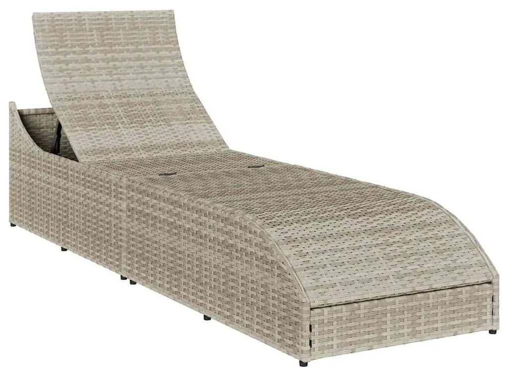 összecsukható napozóágy párnával és tárolóval polyrattan