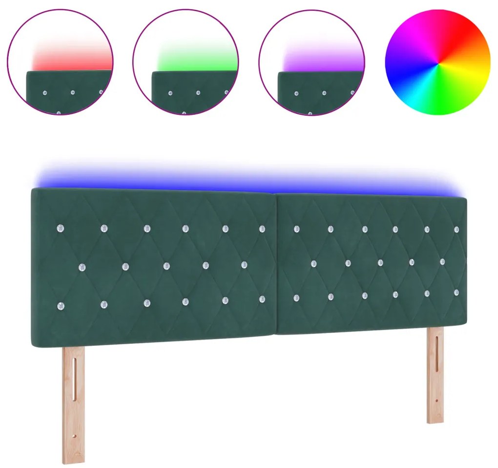 LED Fejtámla LED -es lámpákkal Argyle Sötétzöld 144 cm Bársony