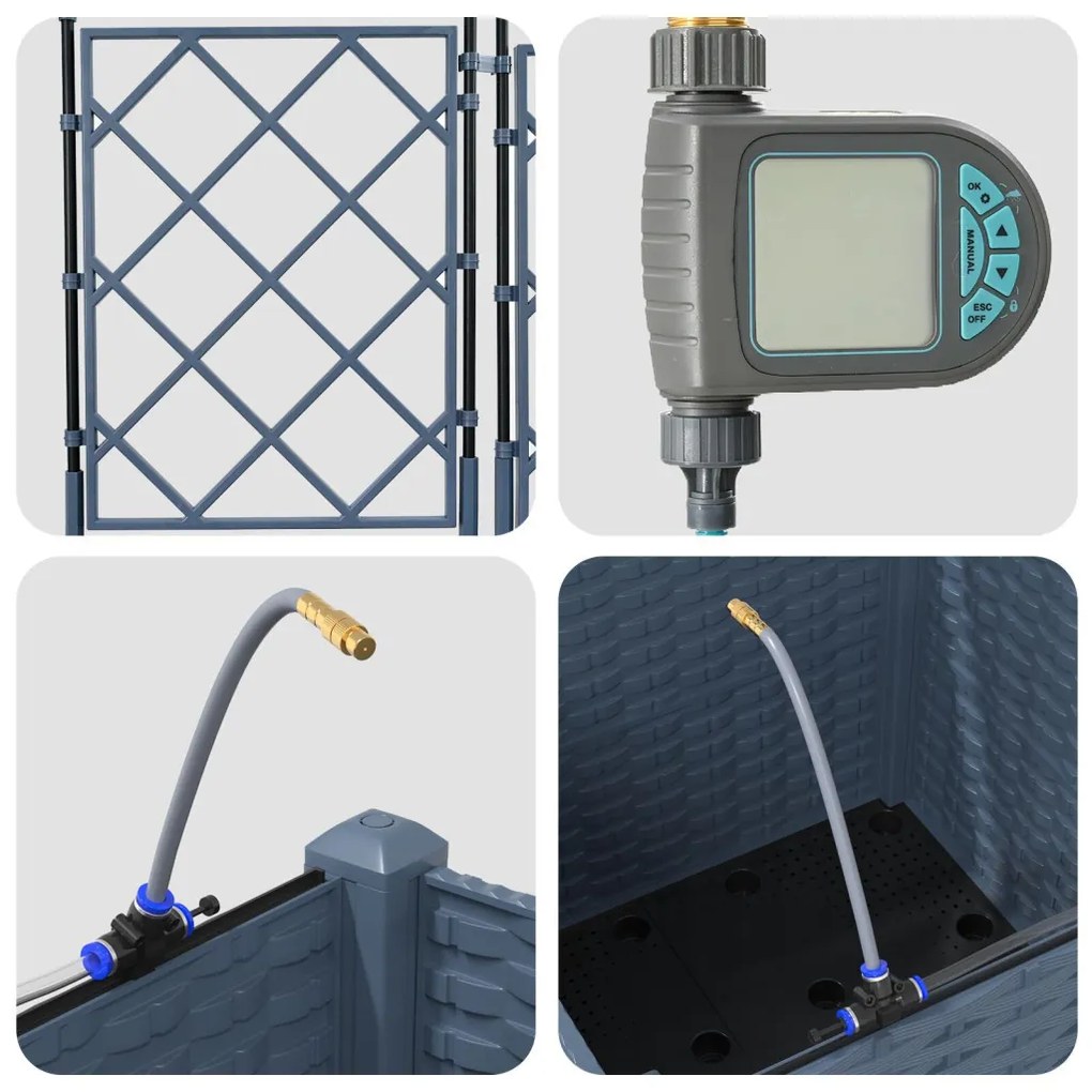 Kerti ültetők Szürke 40 x 40 x 142 cm Acél