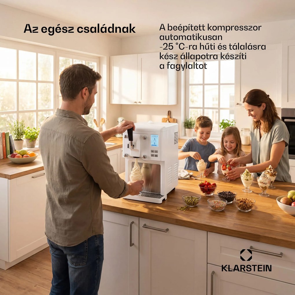 Klarstein Sweet Sundae fagylaltkészítő kompresszor 1,5l rozsdamentes acél fehér