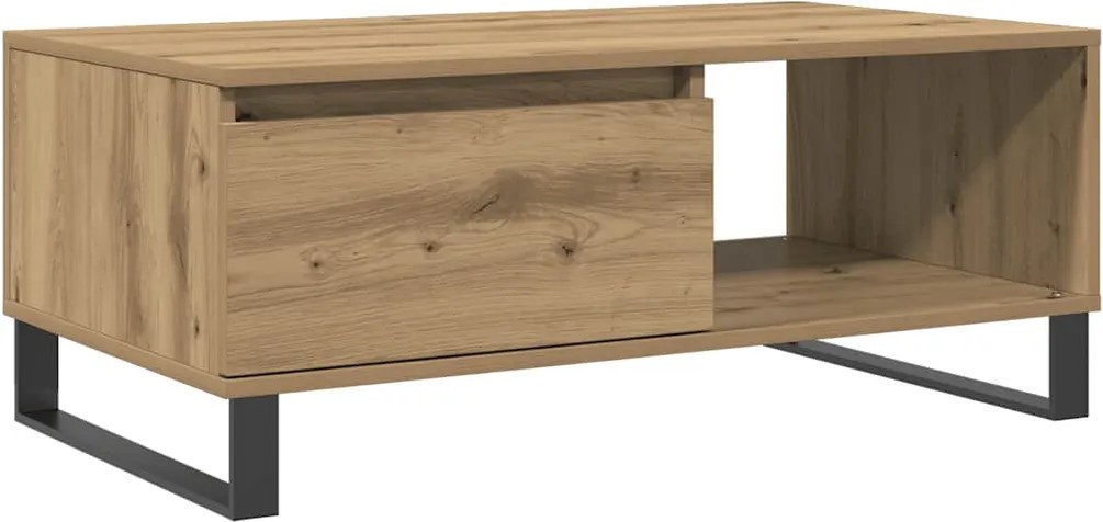 vidaXL kézműves tölgy színű szerelt fa dohányzóasztal 90x50x36,5 cm