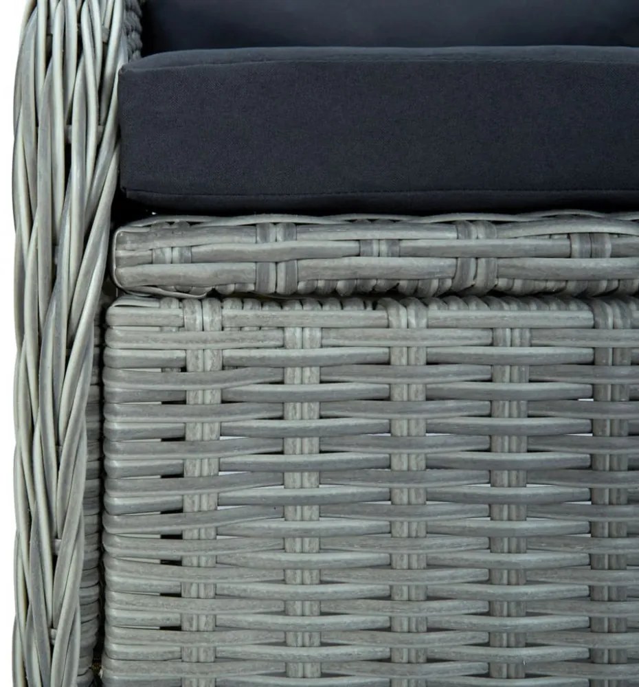 7 részes világosszürke polyrattan kültéri étkezőszett párnákkal