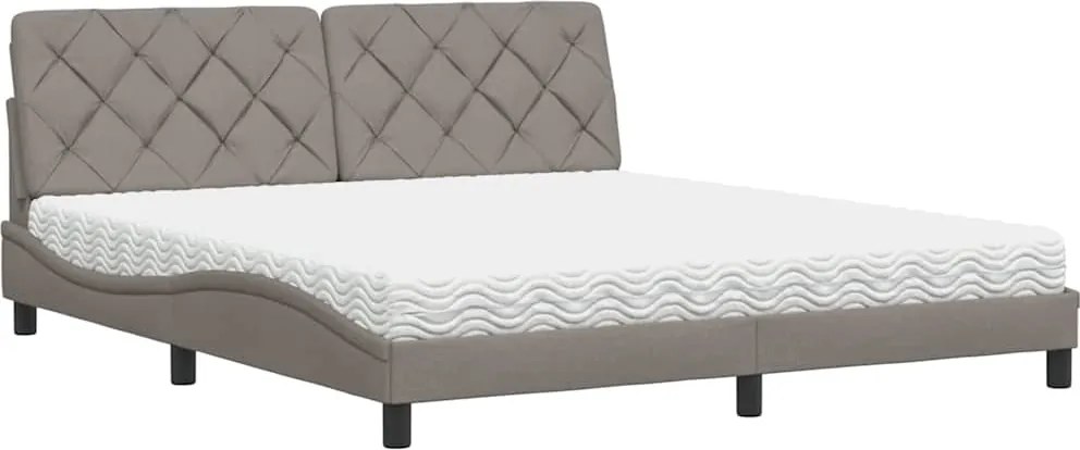 vidaXL ágy matraccal Taupe 180x200 cm szövet