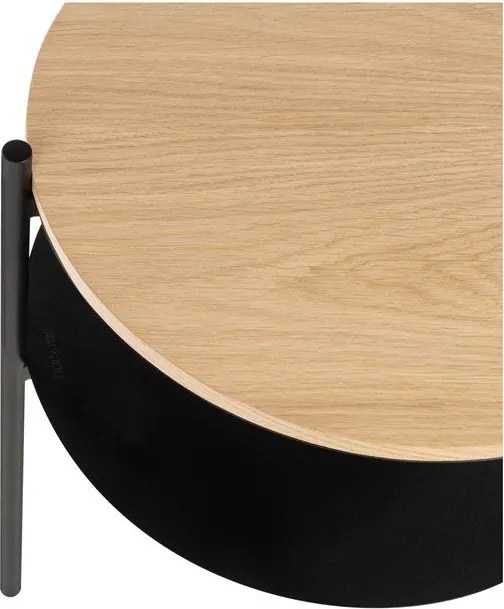 Fekete-natúr színű éjjeliszekrény tölgyfa dekoros asztallappal Tu – noo.ma