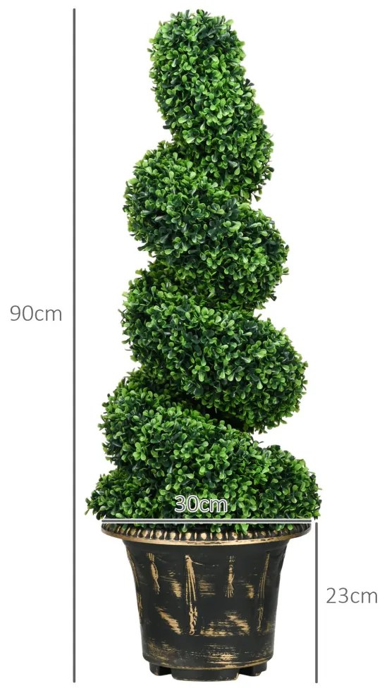 Műnövény szett, 2 db buxus, cserépben 90cm magas
