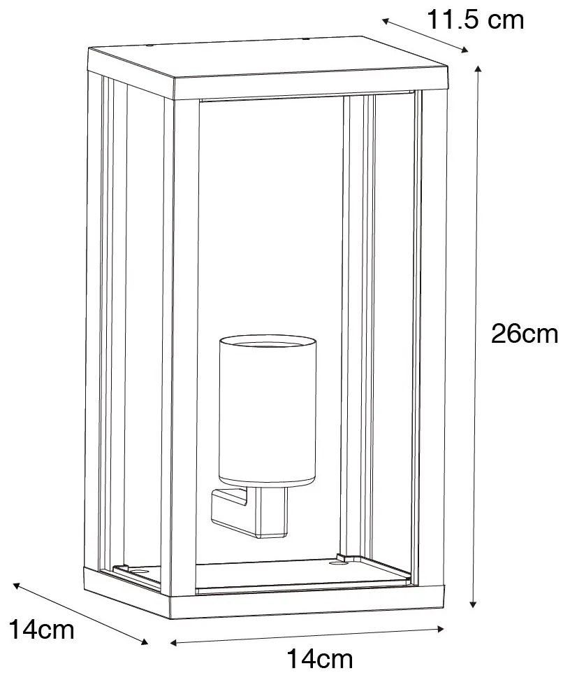 Kültéri fali lámpa fekete bordázott üveggel IP44 - Charlois
