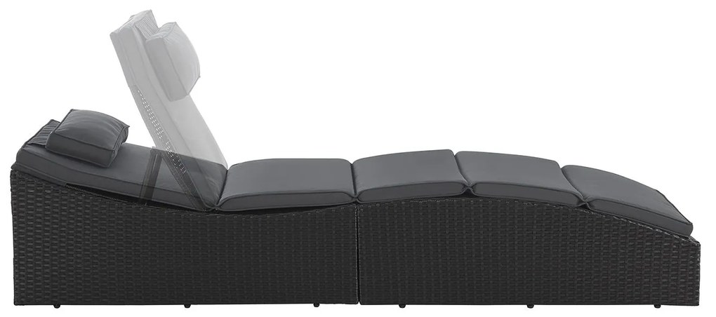 Juskys Lamia kerti rattan napozóágy - fekete