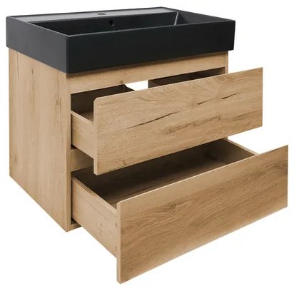 SAT B-Way Fürdőszobaszekrény mosdóval, 2 fiókos 79x50x45 cm matt tölgy BWAY280OAKU2BB