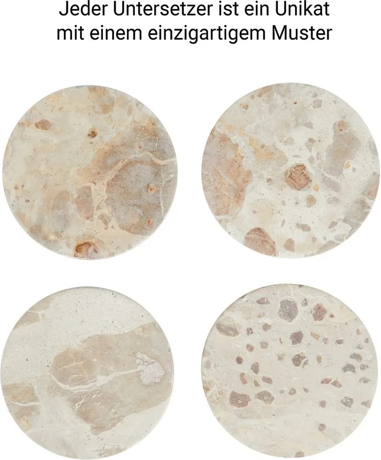 MARBLE márvány poháralátét, bézs Ø10 cm