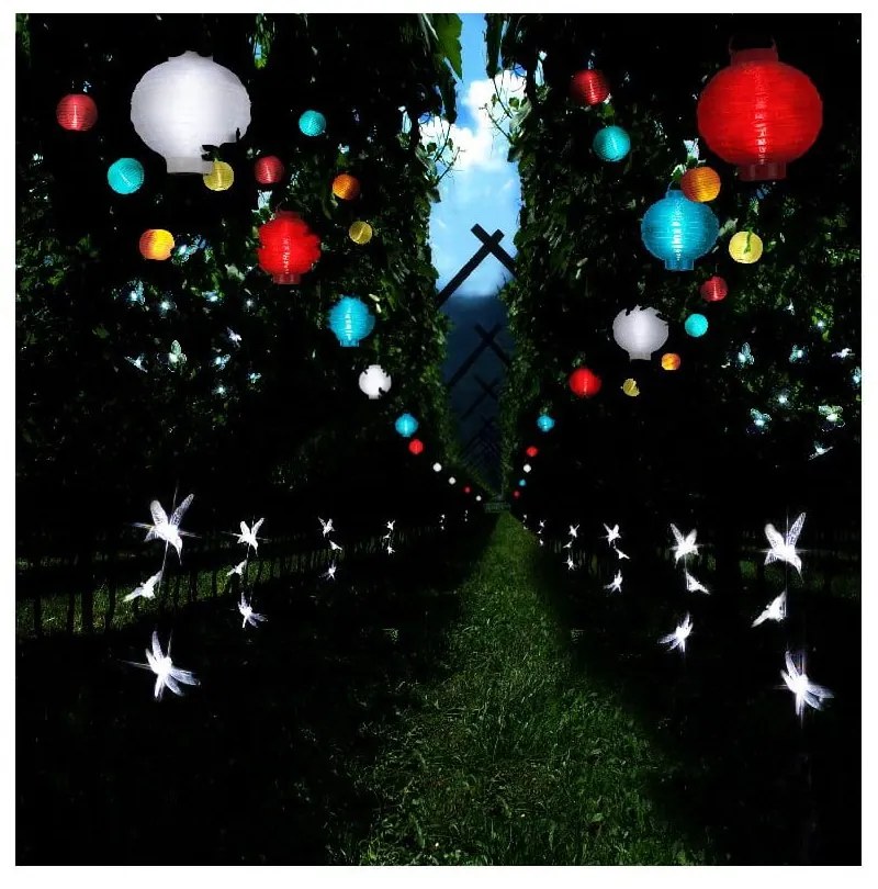 Piros kültéri napelemes LED lampion, ø 30 cm - Star Trading