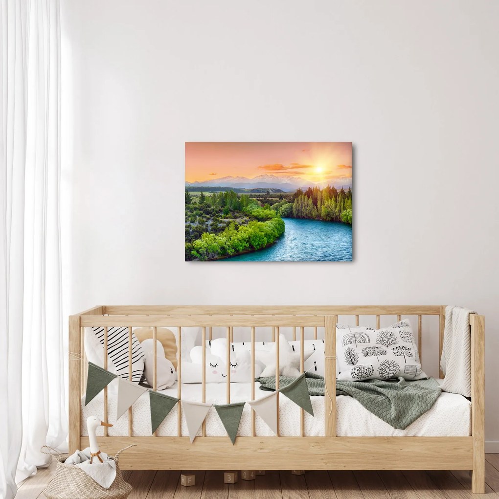 Kép - Erdei hegyvidéki táj (70x50 cm)