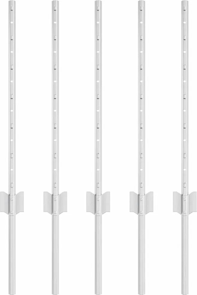 vidaXL Kerítésoszlop 5 pcs Ezüst 60 cm Acél