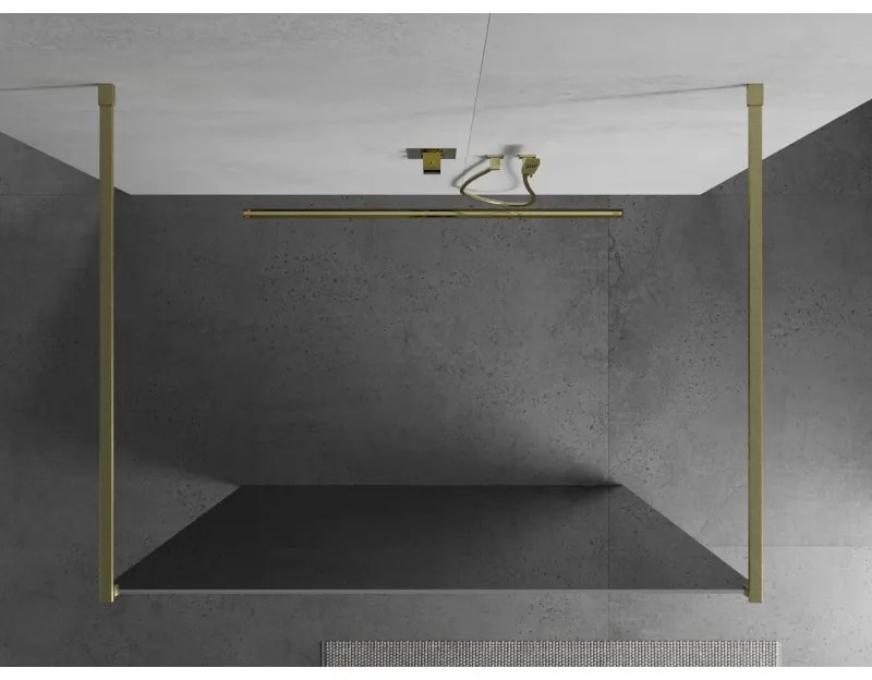 Mexen Kioto, Walk-In zuhany paraván 120 x 200 cm, 8 mm tükörmintás üveg, arany matt profil, 800-120-002-55-50