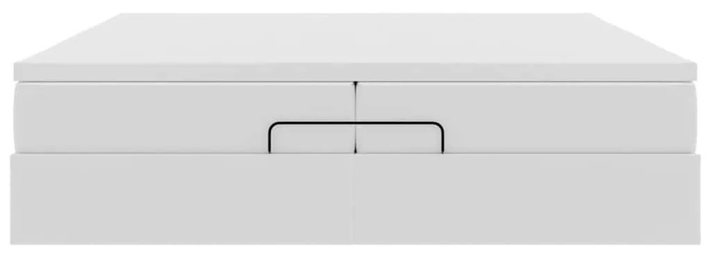 Ottomán ágykeret matraccal Fehér 200x200cm műbőrrel