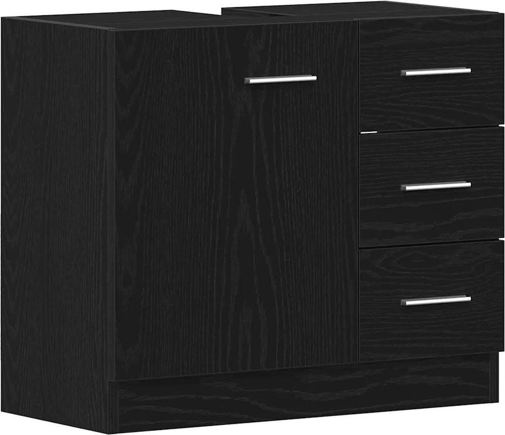 vidaXL fekete tölgy színű szerelt fa mosdószekrény 63x30x54 cm
