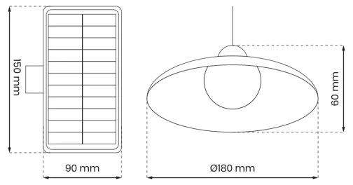 LED állítható fényerejű napelemes függesztett lámpa LED/6W/3,7V 800 mAh IP44 + D