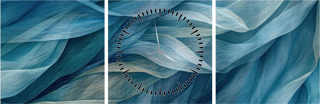 Kép - Kék és fehér fodrok (órával) (90x30 cm)