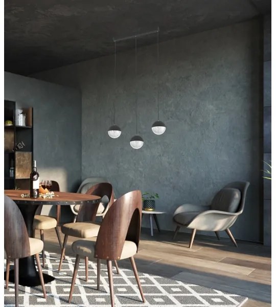 LED Csillár zsinóron FURNI 3xLED/5W/230V fekete