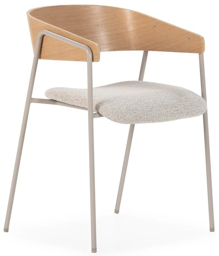 Világosszürke-natúr színű kárpitozott karfás étkezőfotel szett 2 db-os Cora – MOME