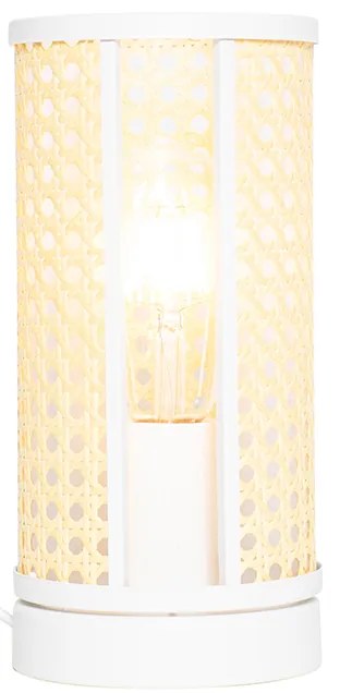 Keleti asztali lámpa fehér rattannal 12 cm - Akira