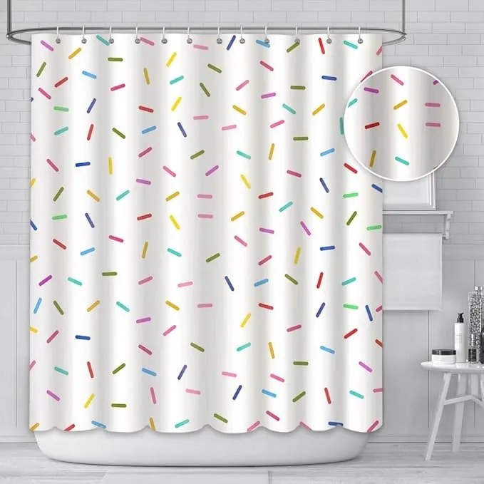 Függöny Zuhanyfüggöny 180X180CM Vízálló Színes 12 Fogantyú