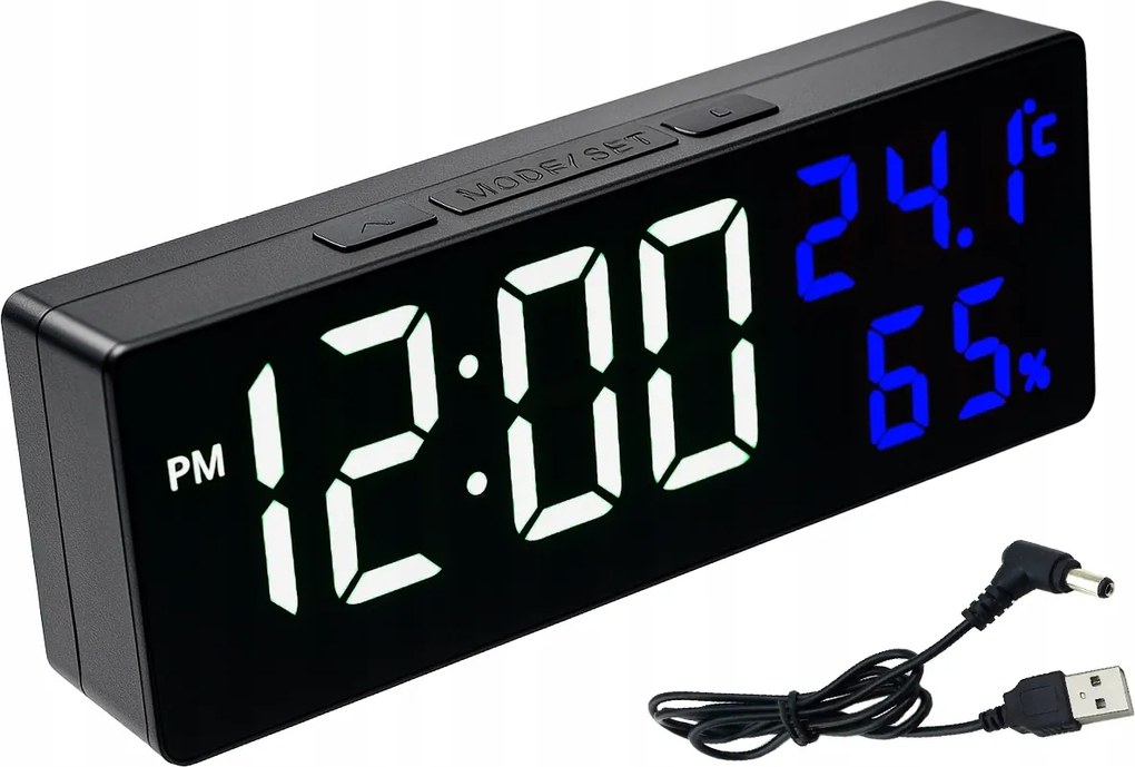 Digitális Falióra Asztali LCD Dátum Hőmérséklet Páratartalom Ébresztőóra