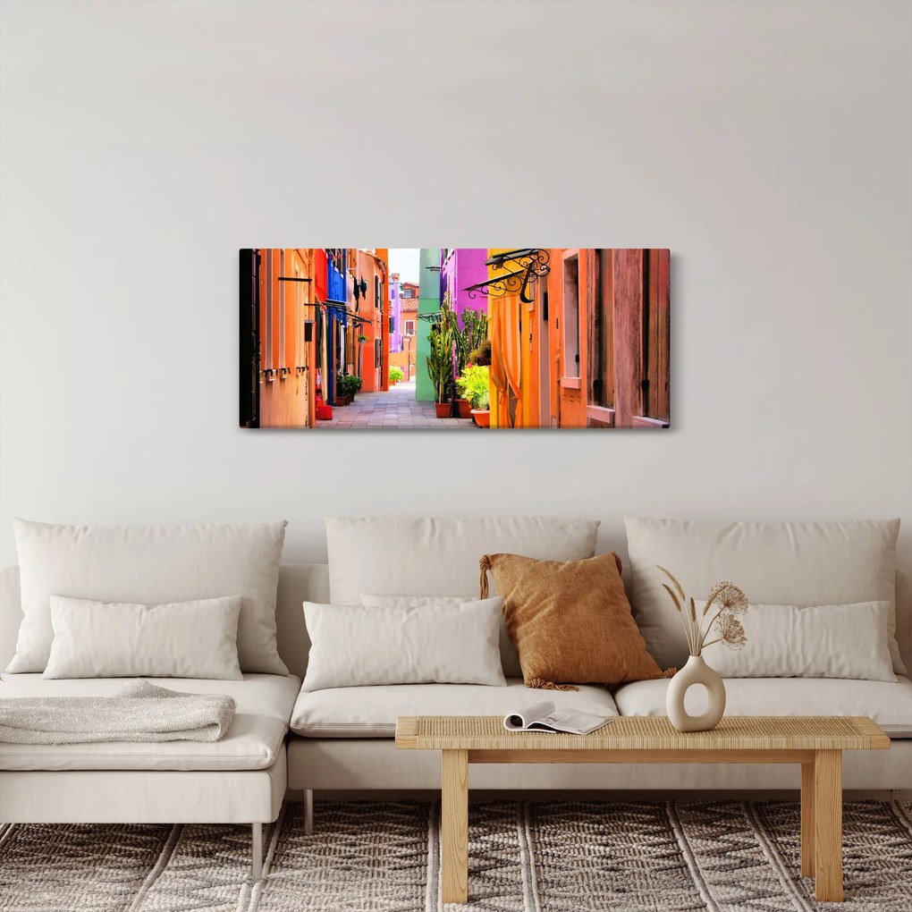 Színes olasz utca képe (120x50 cm)