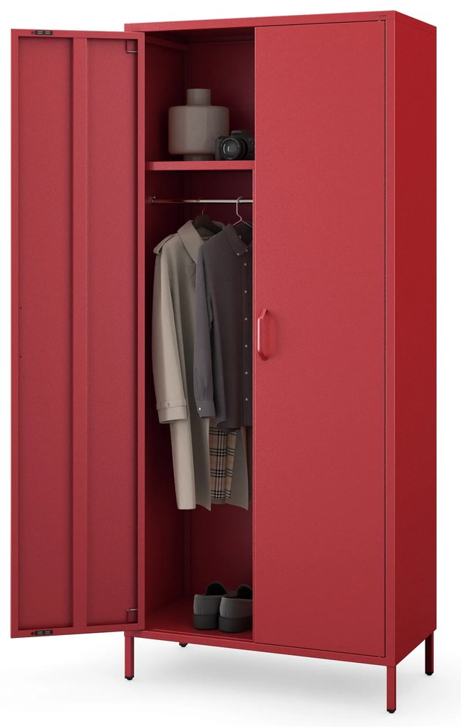Gardróbszekrény FLAVIO, 800 x 1850 x 450 mm, Modern: piros