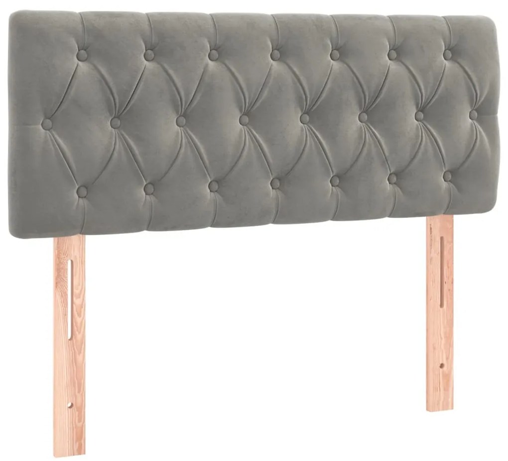 világosszürke bársony LED-es fejtámla 90 x 7 x 78/88 cm
