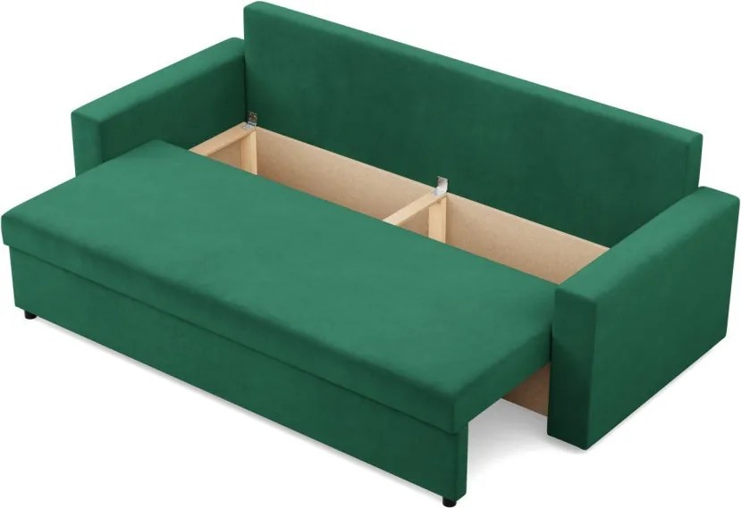 Zeus kanapéágy, bársony, hab töltet, egyenes kartámasz, zöld