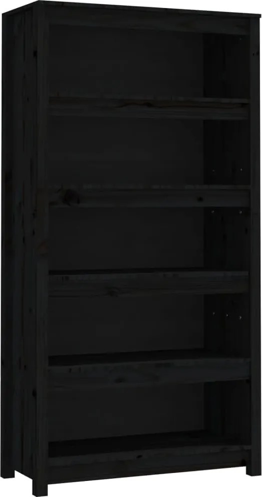 vidaXL fekete tömör fenyőfa könyvszekrény 80x35x154 cm