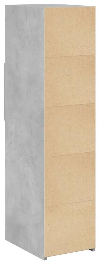 betonszürke szerelt fa magasszekrény 30 x 42,5 x 124 cm
