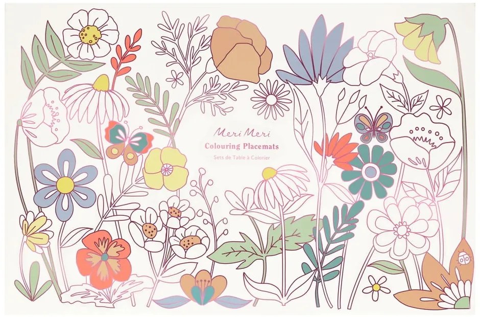 Papír tányéralátét szett 8 db-os 28x42.5 cm Butterflies & Flowers – Meri Meri