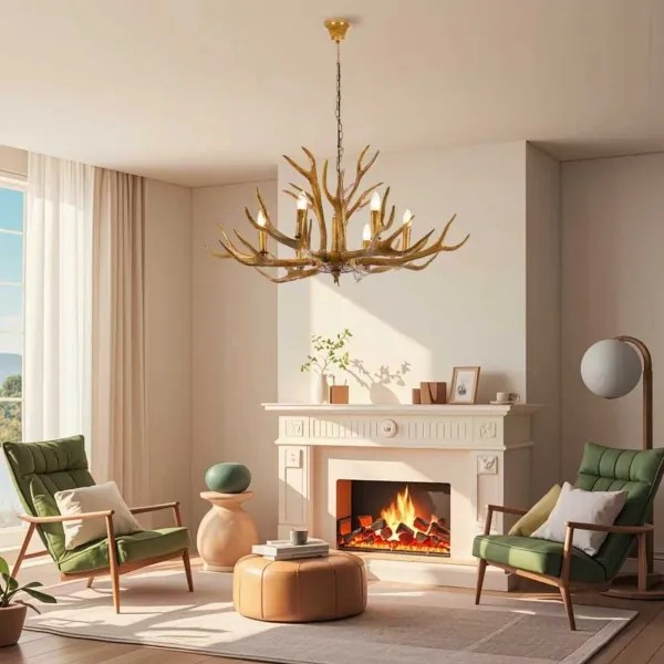 Brilagi - Láncos csillár DEER 6xE14/10W/230V átm. 102 cm szarvasagancs