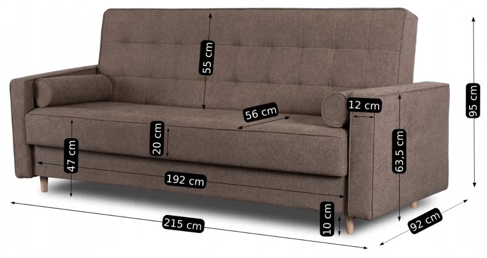 Sofa Rozkładana MALTA Brązowa