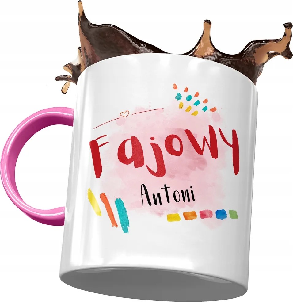 Rózsaszín bögre Antal kollégának Ajándék fényképes nyomtatással