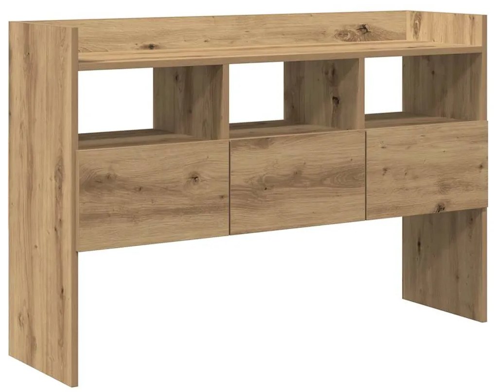 kézműves tölgy színű szerelt fa tálalószekrény 105x30x70 cm