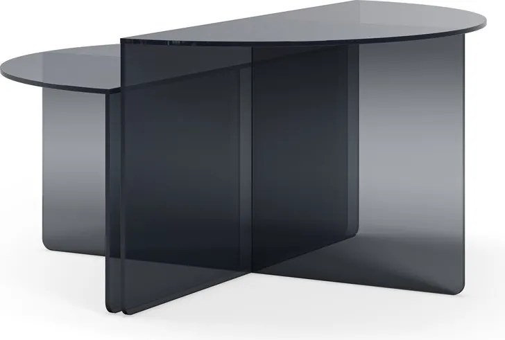 Szürke üveg kerek dohányzóasztal szett 2 db-os ø 80 cm Velta – MOME