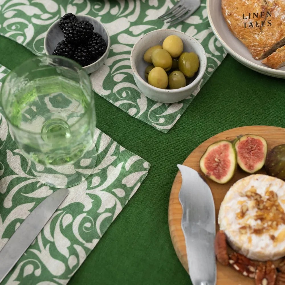 Len tányéralátét 35x45 cm Evergreen Damask – Linen Tales