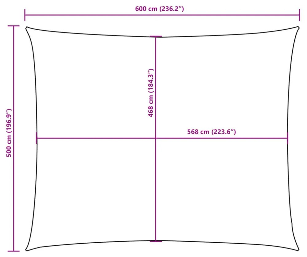 antracitszürke téglalap alakú oxford-szövet napvitorla 5 x 6 m