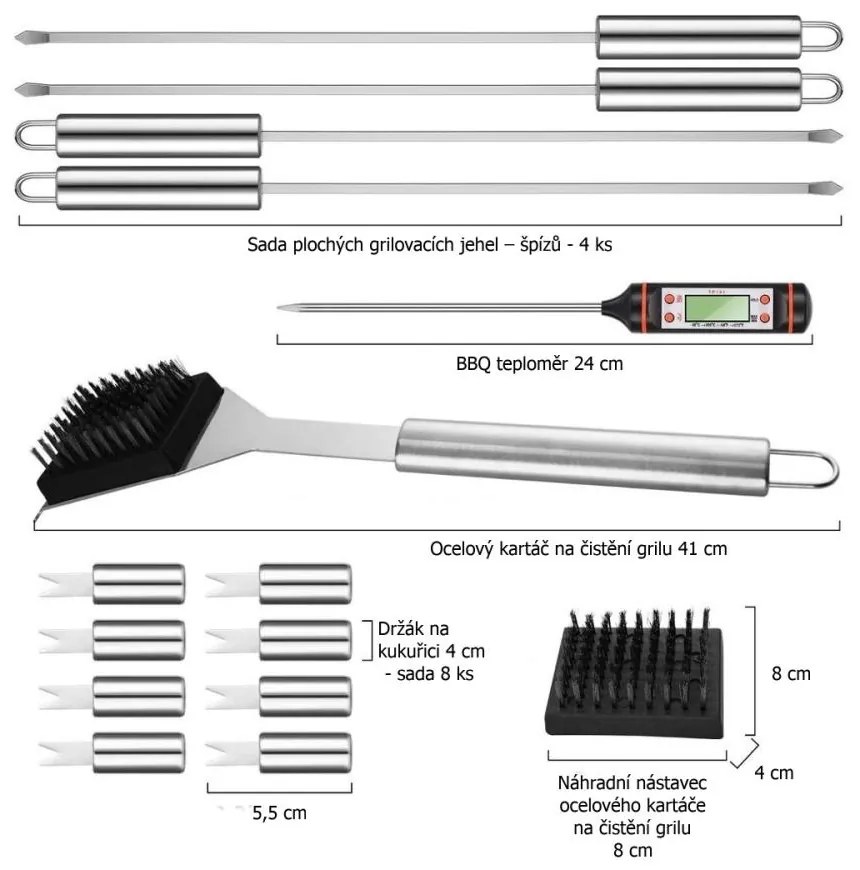 Avenberg ELEMENT 27-részes grillszerszám szett