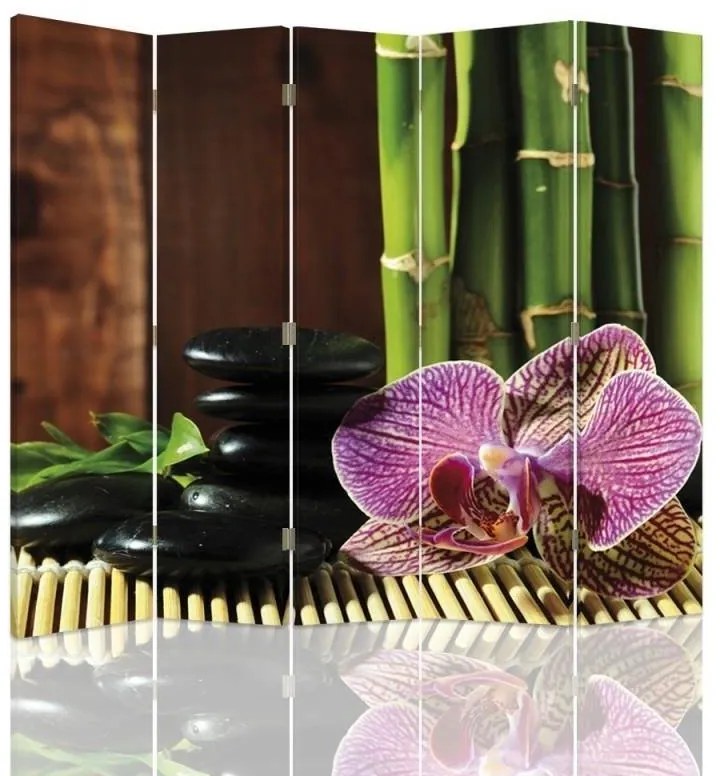 Gario Paraván Kavicsok és orchideák Méret: 180 x 170 cm, Kivitelezés: Klasszikus paraván