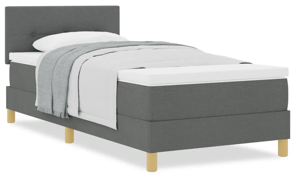 Boxspring ágy matraccal Sötétszürke 100x200 cm Szövet