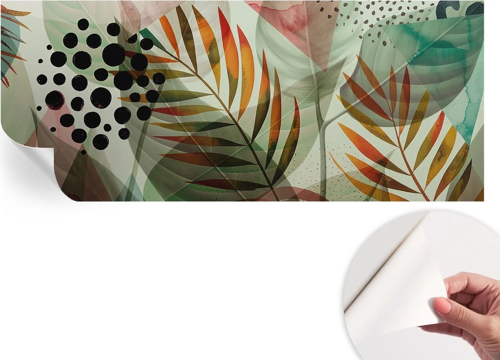 Matt öntapadós fotótapéta falra Absztrakt levelek 250x104 cm