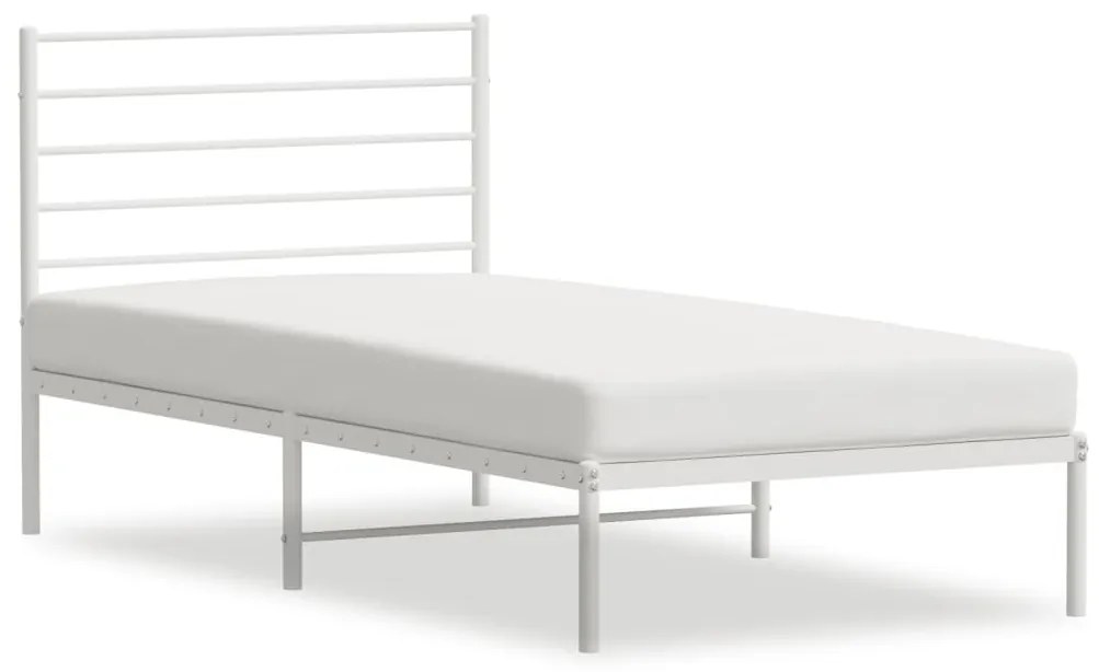 fehér fém ágykeret fejtámlával 80x200 cm