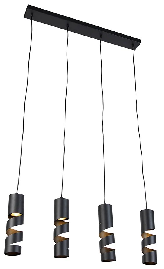 Moderne hanglamp zwart 4-lichts - Stream