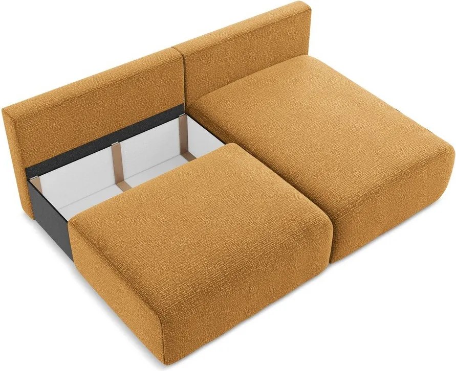 Narancssárga kinyitható-tárolóhelyes sarokkanapé (jobb oldali) Kalena – Makamii