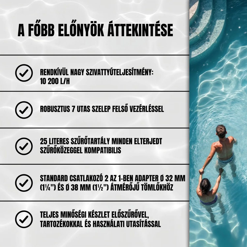 AQUA homokszűrő medencéhez, 10 200 l/h, kék Jurhan