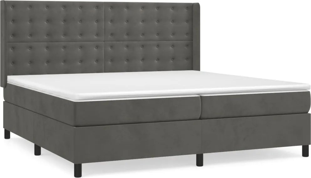 vidaXL sötétszürke bársony rugós ágy matraccal 200x200 cm