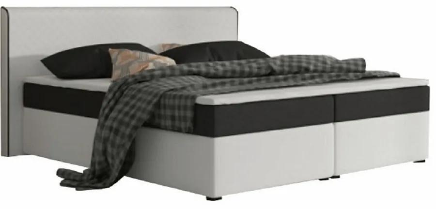 Kényelmes ágy, fekete szövet/fehér textilbőr, 180x200, NOVARA KOMFORT